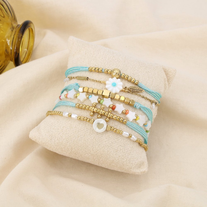 Ensemble 6 Bracelets Femme Acier Inoxydable 0225263 bleu Ensemble 6 Bracelets Femme Acier Inoxydable 0225263 bleu