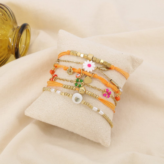 Ensemble 6 Bracelets Femme Acier Inoxydable 0225264 orange Ensemble 6 Bracelets Femme Acier Inoxydable 0225264 orange