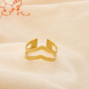Bague acier inoxydable ouverte ajouré double V 0425082 doré
