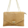 Sac à bandoulière chaîne CUIR façon serpent fermoir abeille femme 0920521 camel clair
