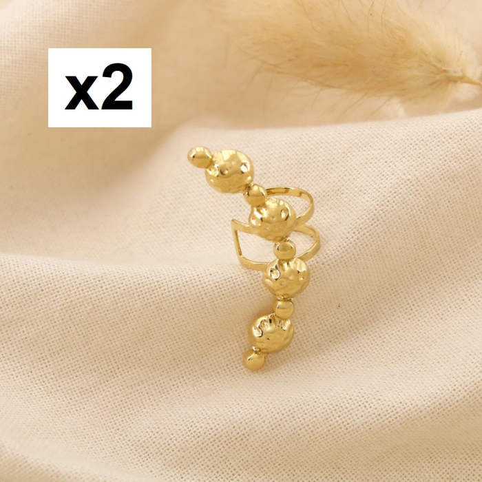 2 Bagues d'oreilles acier inoxydable martelé 0325098 doré 2 Bagues d'oreilles acier inoxydable martelé 0325098 doré