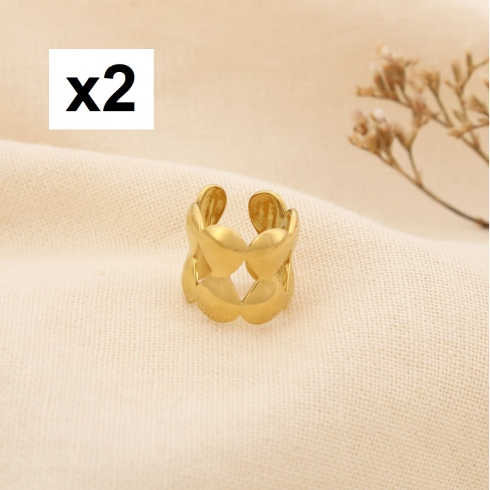 2 Bijoux d'oreilles acier inoxydable ajouré goutte 0325099 doré 2 Bijoux d'oreilles acier inoxydable ajouré goutte 0325099 doré