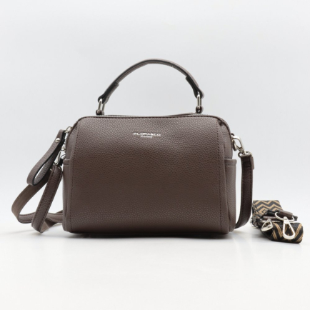 SAC À MAIN SIMILI-CUIR FLORA&CO 2 COMPARTIMENTS 2 BANDOULIÈRES 0923028 marron chocolat