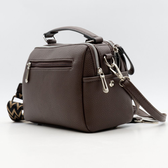 SAC À MAIN SIMILI-CUIR FLORA&CO 2 COMPARTIMENTS 2 BANDOULIÈRES 0923028 marron chocolat