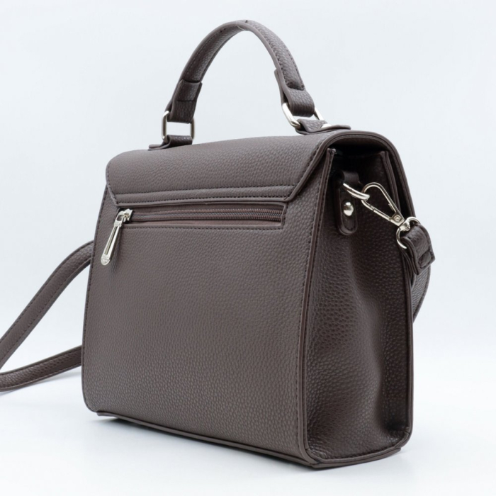 Sac à main Flora&Co style cartable simili-cuir rigide 0924011 marron chocolat