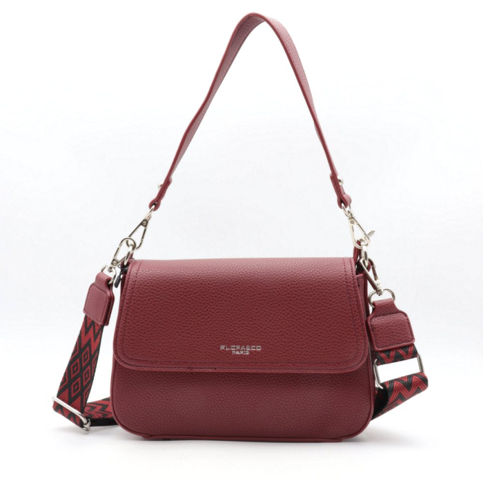 Sac porté épaule Flora&Co simili-cuir rigide grainé 0924012 rouge bordeaux Sac porté épaule Flora&Co simili-cuir rigide grainé 0924012 rouge bordeaux