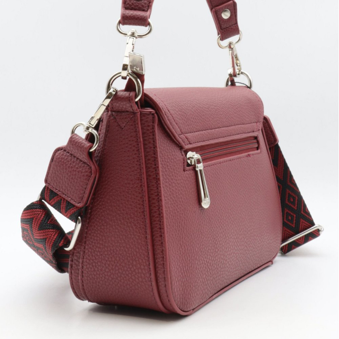 Sac porté épaule Flora&Co simili-cuir rigide grainé 0924012 rouge bordeaux