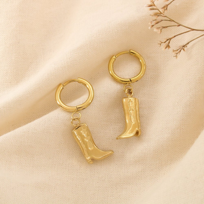 Boucles d’oreilles bottes cowboy acier inoxydable 0325191 doré Boucles d’oreilles bottes cowboy acier inoxydable 0325191 doré