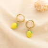 Boucles d’oreilles minimaliste citron acier émail 0325195 doré