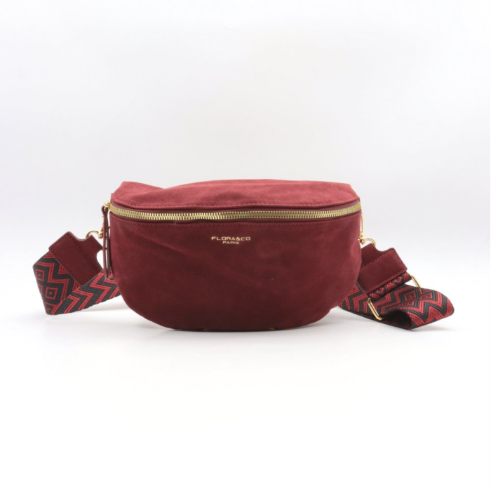 Sac banane Flora&Co en simili daim bandoulière fantaisie 0925501 rouge bordeaux Sac banane Flora&Co en simili daim bandoulière fantaisie 0925501 rouge bordeaux