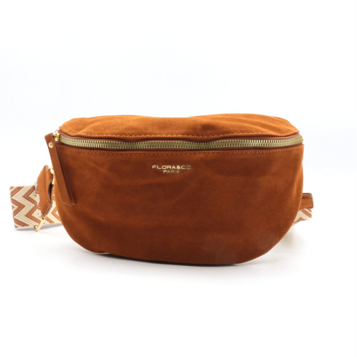 Sac banane Flora&Co en simili daim bandoulière fantaisie 0925501 cognac Sac banane Flora&Co en simili daim bandoulière fantaisie 0925501 cognac