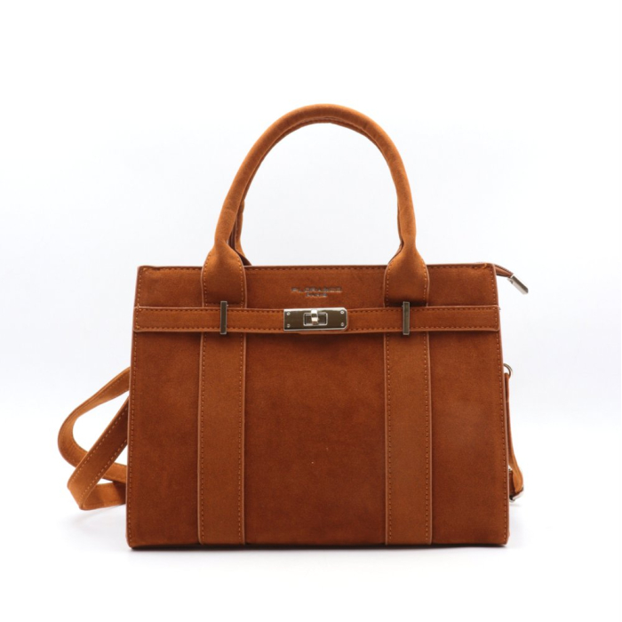 Sac à main Flora&Co simili daim fermoir tourniquet 0925503 cognac Sac à main Flora&Co simili daim fermoir tourniquet 0925503 cognac