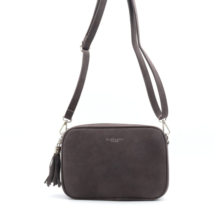 Sac à bandoulière Flora&Co simili daim pompon 0925505 gris foncé