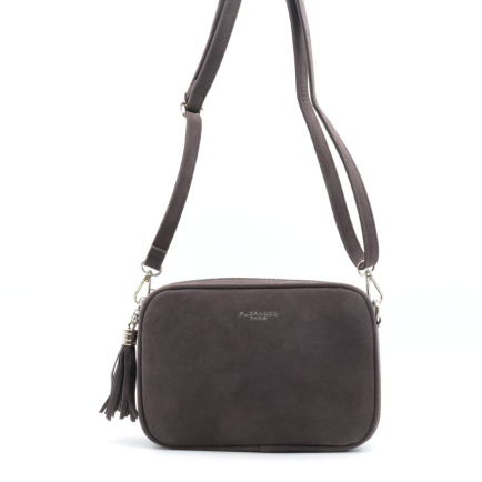 Sac à bandoulière Flora&Co simili daim pompon 0925505 gris foncé