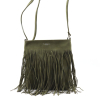 Sac à bandoulière Flora&Co simili daim franges 0925506 vert kaki