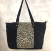 Cabas cuir véritable daim suède léopard 0925511 noir