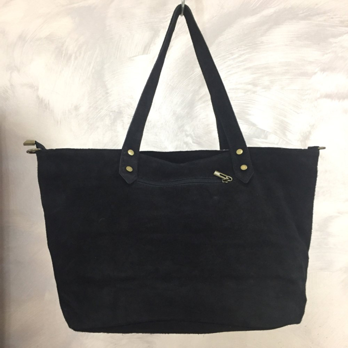 Cabas cuir véritable daim suède léopard 0925511 noir