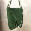 Sac porté épaule cuir véritable daim suède anse bandoulière 0925513 vert Sac porté épaule cuir véritable daim suède anse bandoulière 0925513 vert
