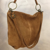 Sac porté épaule cuir véritable daim suède anse bandoulière 0925513 cognac