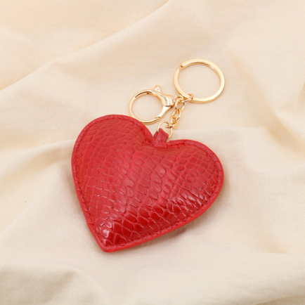 Bijou de sac porte-clés cœur effet cuir croco 0825020 rouge