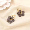 Boucles d’oreilles pendantes fleur pailletée acier inoxydable 0325567 bronze