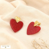 Boucles d’oreilles pendantes cœur pailleté acier inoxydable 0325566 rouge