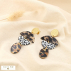 Boucles d’oreilles pendantes acier inoxydable résine léopard 0325563 marron