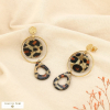 Boucles d’oreilles pendantes acier inoxydable résine léopard 0325562 marron