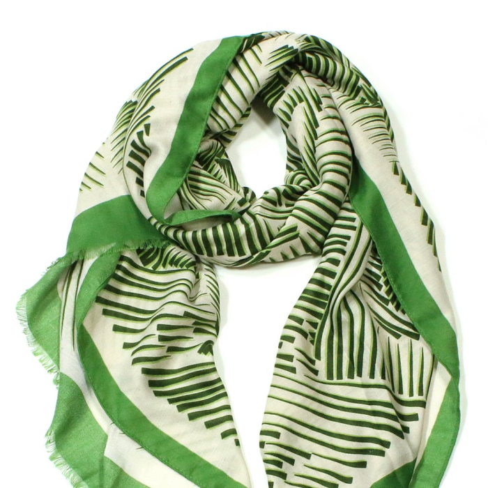 Écharpe viscose coton imprimé graphique 0725511 vert