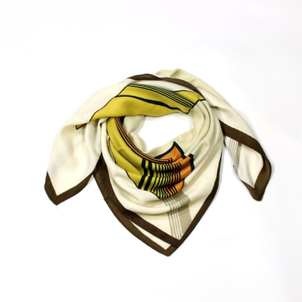 Foulard carré géométrique polyester femme 0725514 cognac