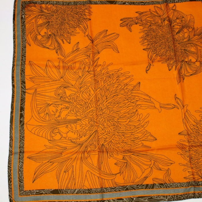 Foulard carré floral polyester femme 0725515 orange foncé