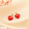 2 Breloques cœur minimaliste pendentif acier émail 0625065 rouge