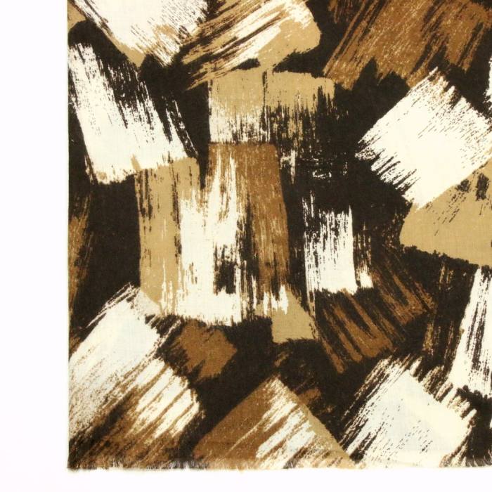 Foulard imprimé contemporain viscose laine 0725503 marron