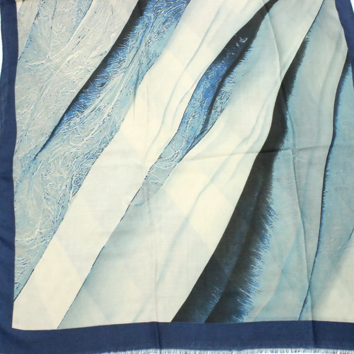 Foulard imprimé graphique viscose coton 0725507 bleu