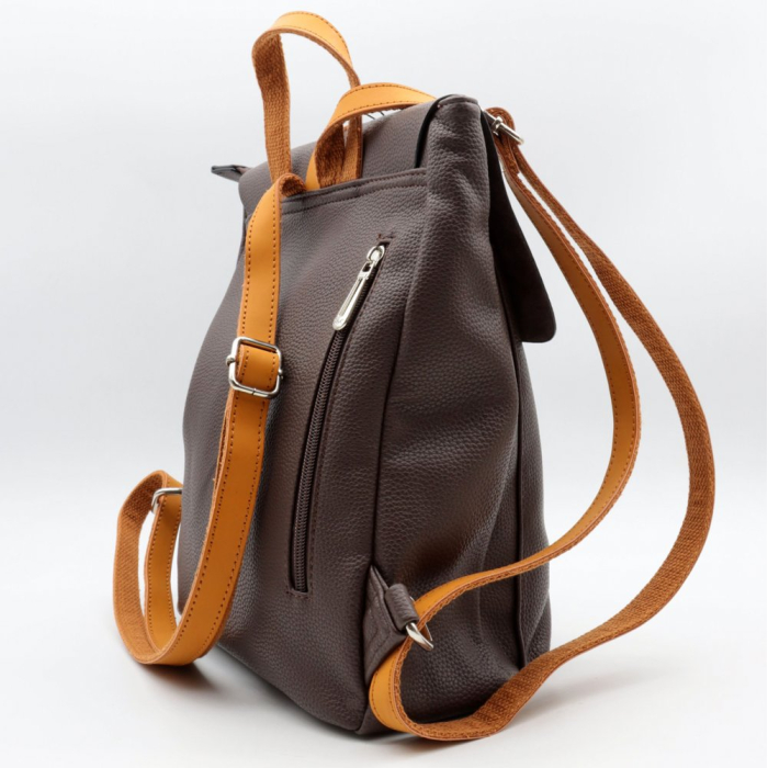 Sac à dos Flora&Co simili-cuir grainé 0924010 marron chocolat