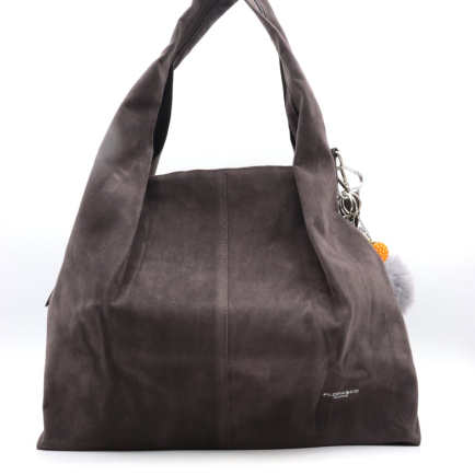 Sac porté épaule façon daim Flora&Co avec bijou de sac 0925521 gris foncé