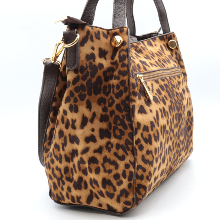 Sac porté épaule motif léopard velours Flora&Co 0925519 taupe