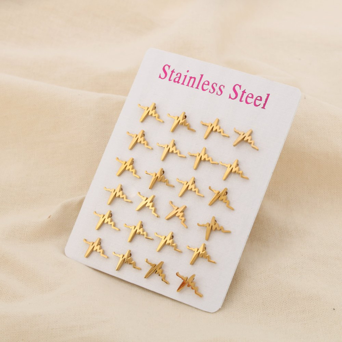 12 paires de puce d'oreilles electrocardiogramme électro acier inoxydable 0319523 doré 12 paires de puce d'oreilles electrocardiogramme électro acier inoxydable 0319523 doré