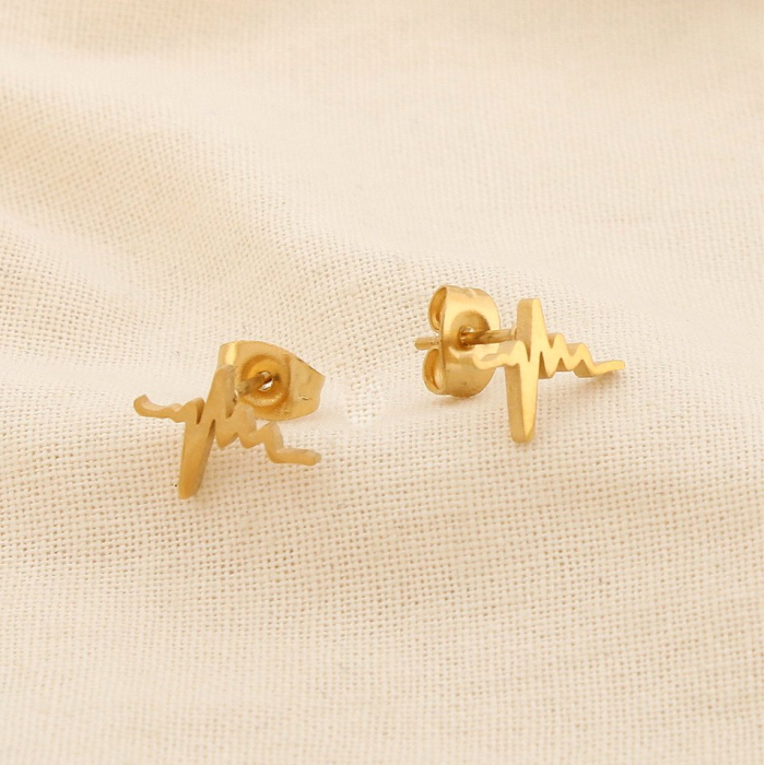 12 paires de puce d'oreilles electrocardiogramme électro acier inoxydable 0319523 doré