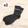 2 paires de chaussettes pailletées à message “RADIEUSE” 0625539 noir