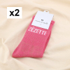2 paires de chaussettes pailletées à message “ZÉZETTE” 0625540 rose