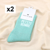 2 paires de chaussettes pailletées à message “PETITE BOMBE” 0625547 vert aqua
