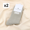 2 paires chaussettes à paillettes message SNOB 0625552 gris clair