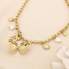 Collier acier breloque nacre perle cœur soleil 0125576 doré Collier acier breloque nacre perle cœur soleil 0125576 doré