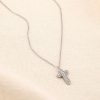 Collier acier inoxydable strass pendentif croix 0125577 argenté Collier acier inoxydable strass pendentif croix 0125577 argenté