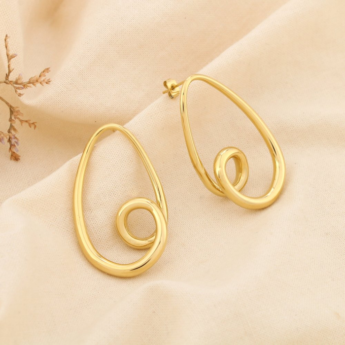 Boucles d’oreilles acier inoxydable spiralé goutte 0325571 doré Boucles d’oreilles acier inoxydable spiralé goutte 0325571 doré