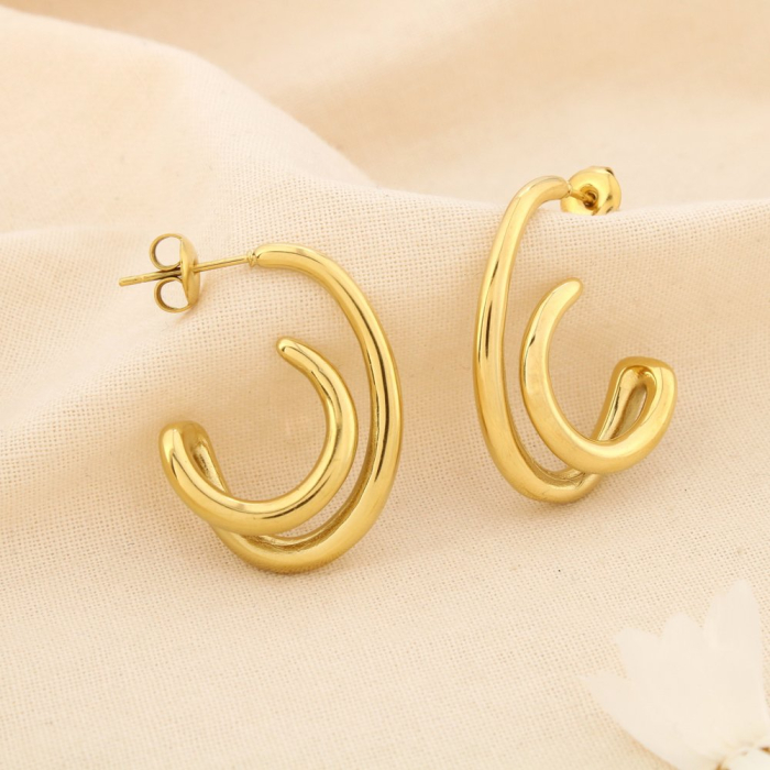 Boucles d’oreilles acier inoxydable sculptural 0325573 doré Boucles d’oreilles acier inoxydable sculptural 0325573 doré