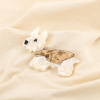 Broche épingle chien résine marbré métal 0525508 écru