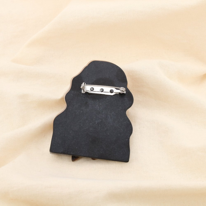 Broche épingle femme lunettes rétro résine métal 0525510 marron
