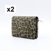 Porte-monnaie X2 motif léopard Flora&Co polyester velours 0925537 vert kaki
